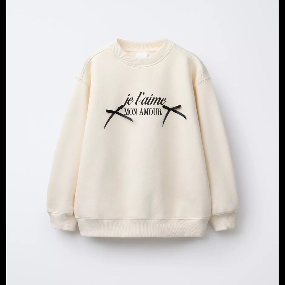 Zara Cream Sweater with Black Text